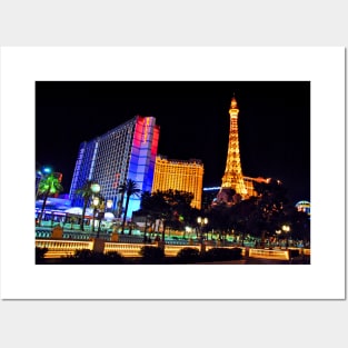 Eiffel Tower Paris and Ballys Hotel Las Vegas America Posters and Art